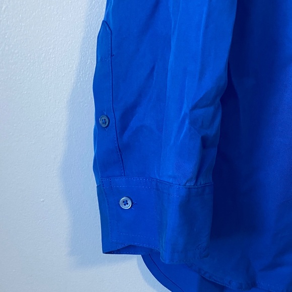 Aritzia Babaton Utility Shirt Vibrant Blue long sleeve button front size Large - Picture 5 of 13